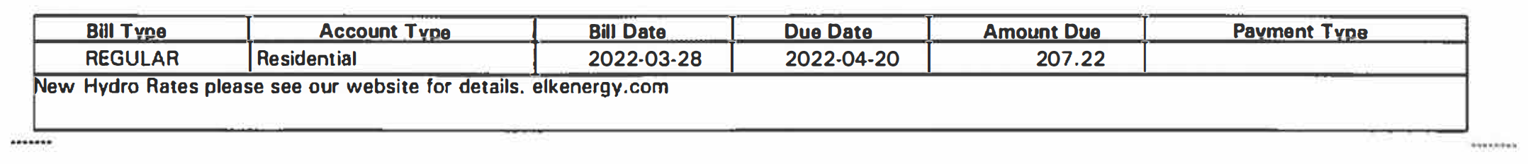 Bill Summary on bill