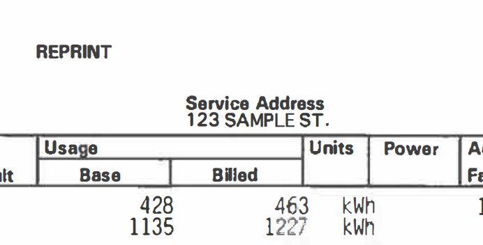 Service Address on bill