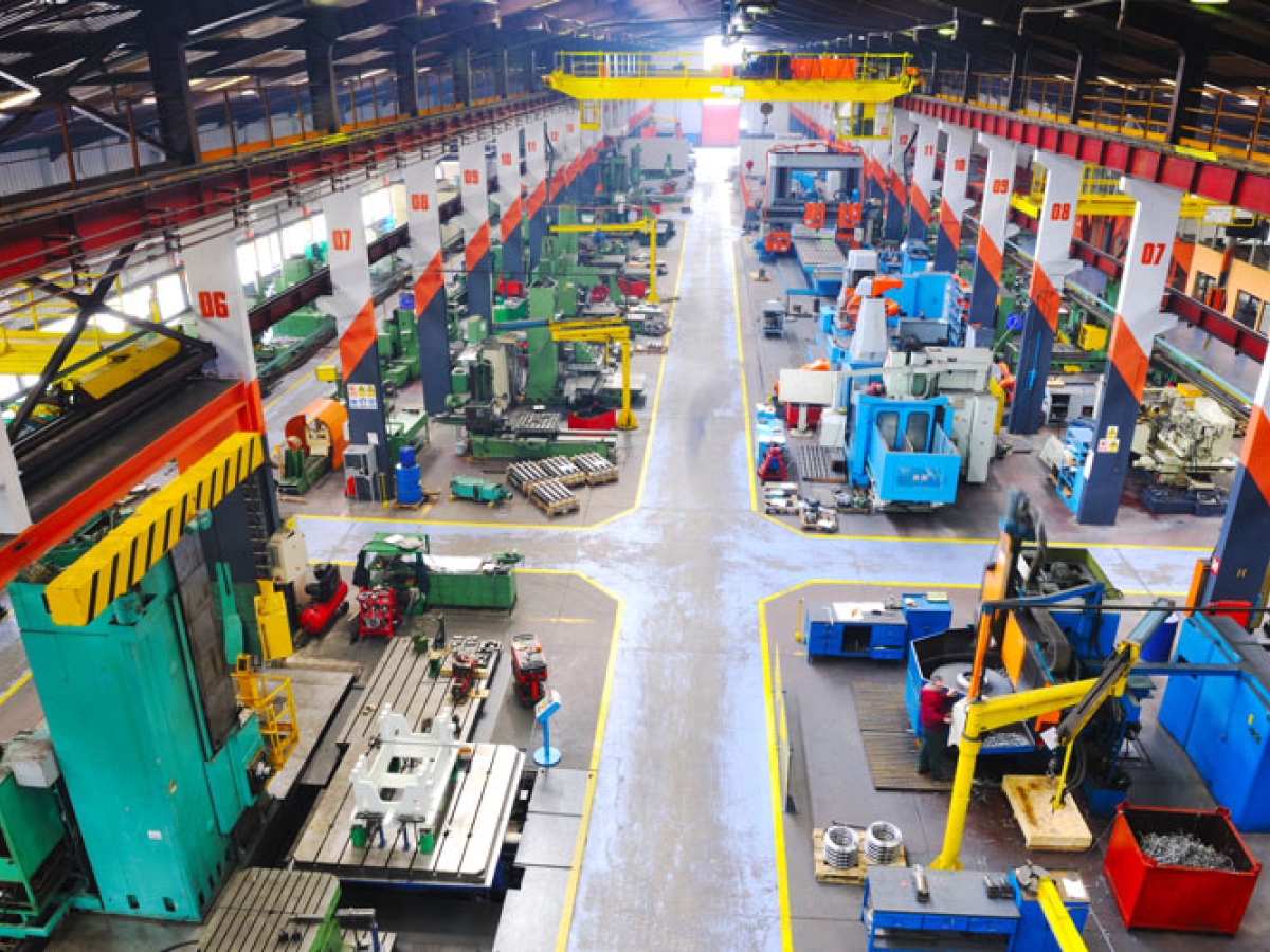 An above view of a factory floor